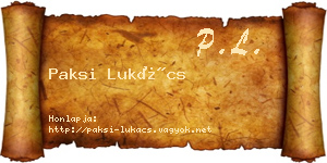 Paksi Lukács névjegykártya